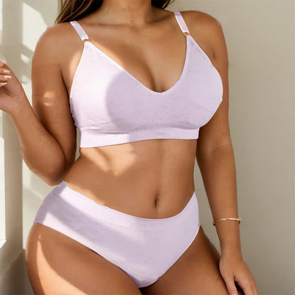 Ensemble soutien-gorge push-up sans armatures rose clair sans coutures