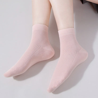 Chaussettes mi-mollet en maille de coton de couleur unie (7 paires)