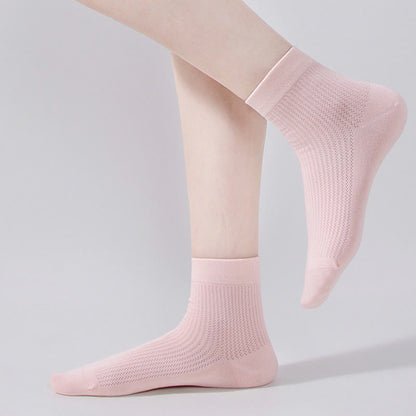 Chaussettes mi-mollet en maille de coton de couleur unie (7 paires)