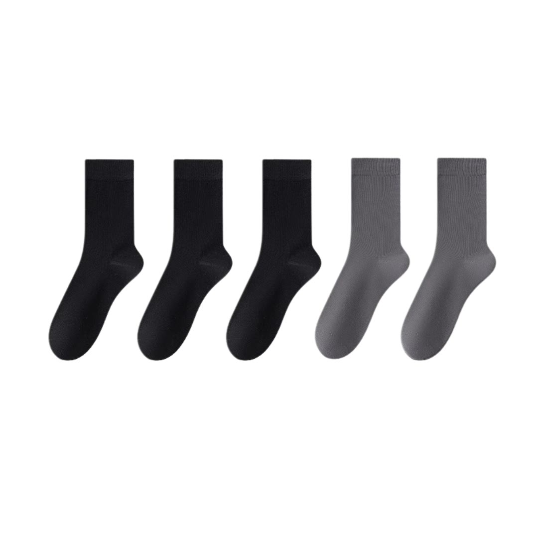 Chaussettes élégantes en coton (5 paires) - Noir*3+Gris foncé*2 - EU39-45 (US6-11) - image 15