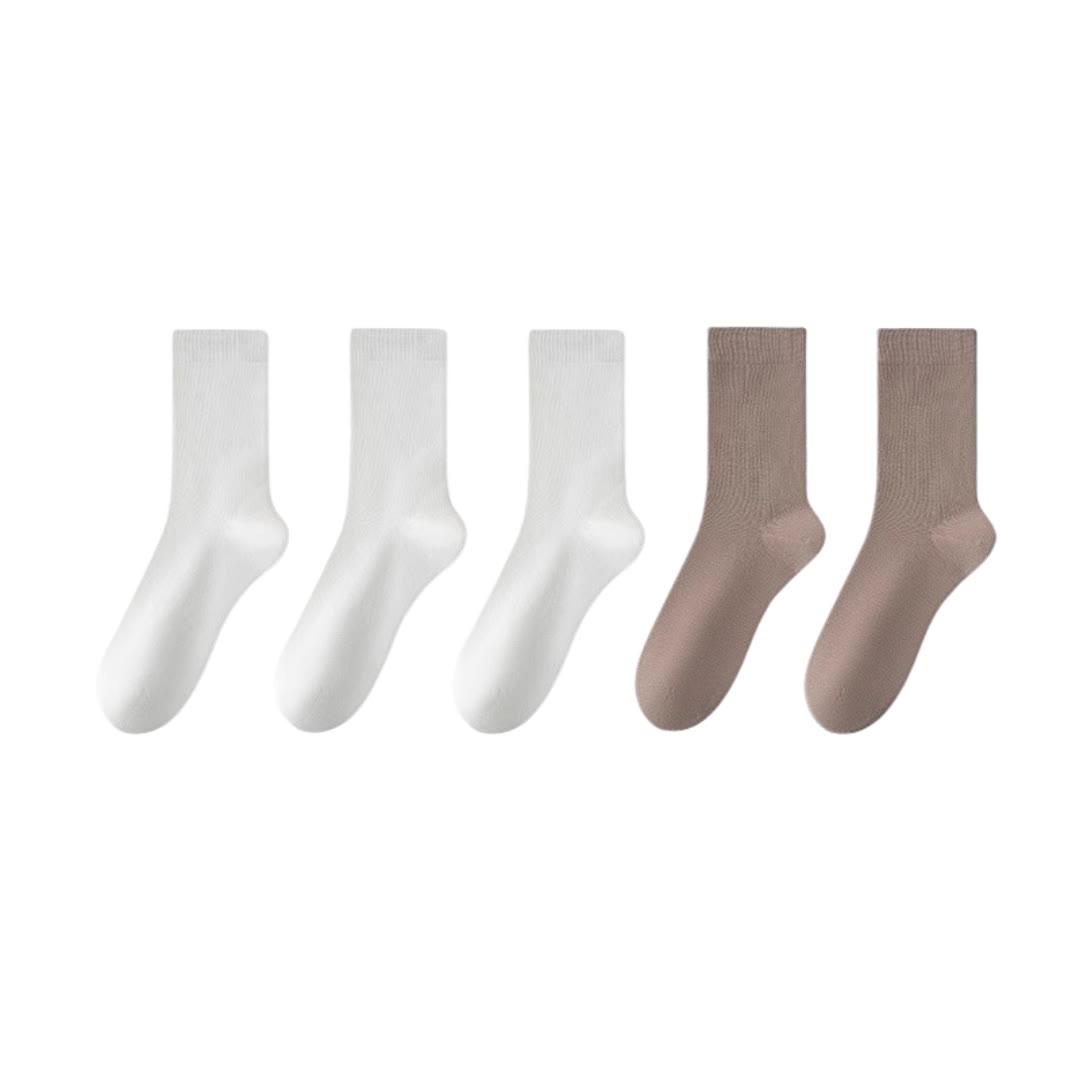 Chaussettes élégantes en coton (5 paires) - Blanc*3+Kaki*2 - EU39-45 (US6-11) - image 13