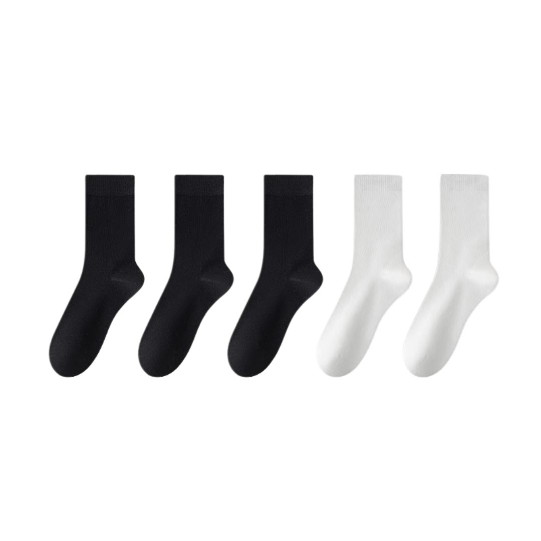 Chaussettes élégantes en coton (5 paires) - Noir*3+Blanc*2 - EU39-45 (US6-11) - image 14