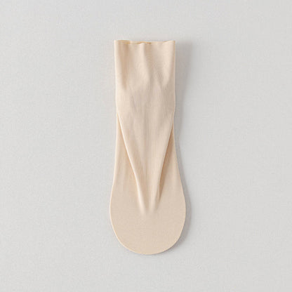 Chaussettes longues en soie glacée de couleur unie, grande taille (6 paires)