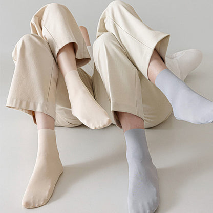 Chaussettes longues en soie glacée de couleur unie, grande taille (6 paires)