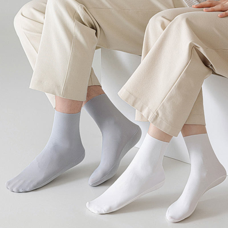 Chaussettes longues en soie glacée de couleur unie, grande taille (6 paires)