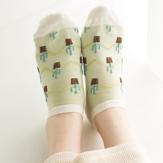 Chaussettes montantes à motif cactus vert (5 paires) - image 1