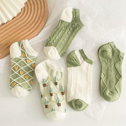Chaussettes montantes à motif cactus vert (5 paires) - image 5