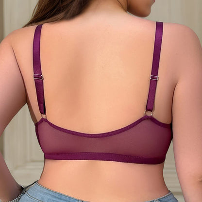 Soutien-gorge à armatures en dentelle respirante avec fermeture sur le devant, grande taille