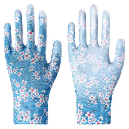 Gants de jardinage antidérapants et résistants à l'abrasion (12 paires) - Bleu et blanc - Taille unique - image 12