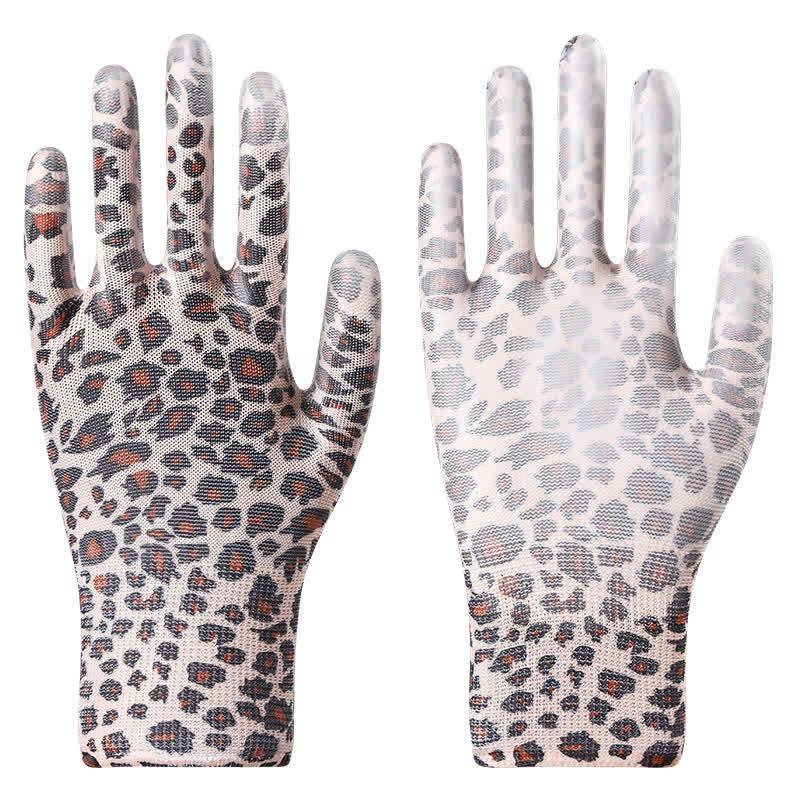 Gants de jardinage résistants à l'abrasion et à imprimé floral (12 paires) - Imprimé léopard - Taille unique - image 3