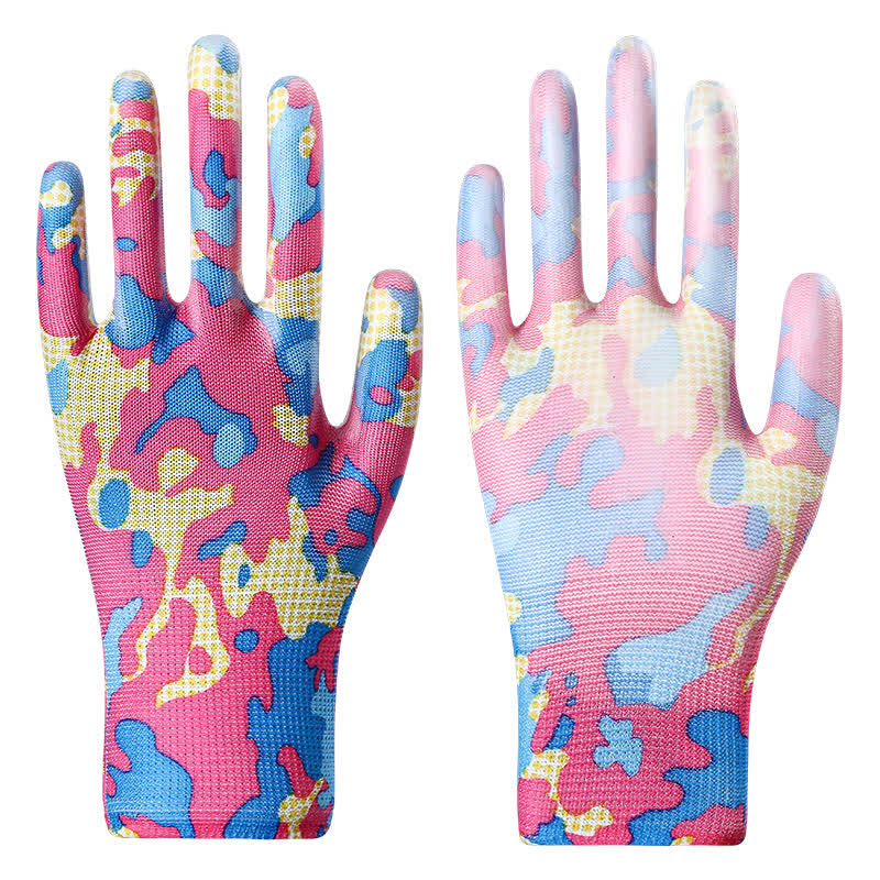Gants de jardinage résistants à l'abrasion et à imprimé floral (12 paires) - Rouge - Taille unique - image 4