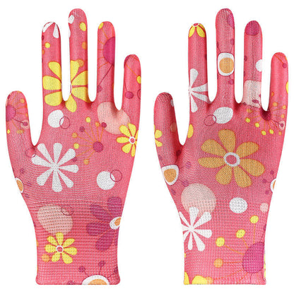 Gants de jardinage imprimés en tricot de nylon (12 paires) - Rouge - Taille unique - image 8