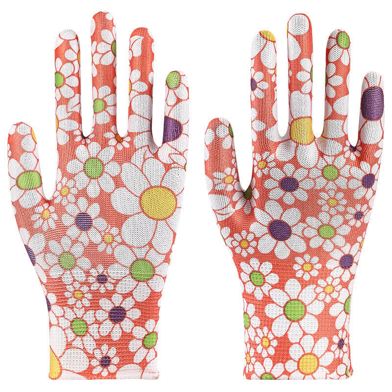 Gants de jardinage imprimés en tricot de nylon (12 paires) - Orange - Taille unique - image 9