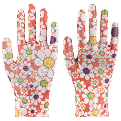 Gants de jardinage imprimés en tricot de nylon (12 paires) - Orange - Taille unique - image 9