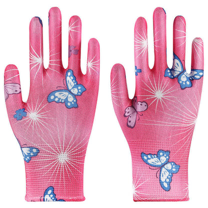 Gants de jardinage imprimés en tricot de nylon (12 paires) - Rose - Taille unique - image 11