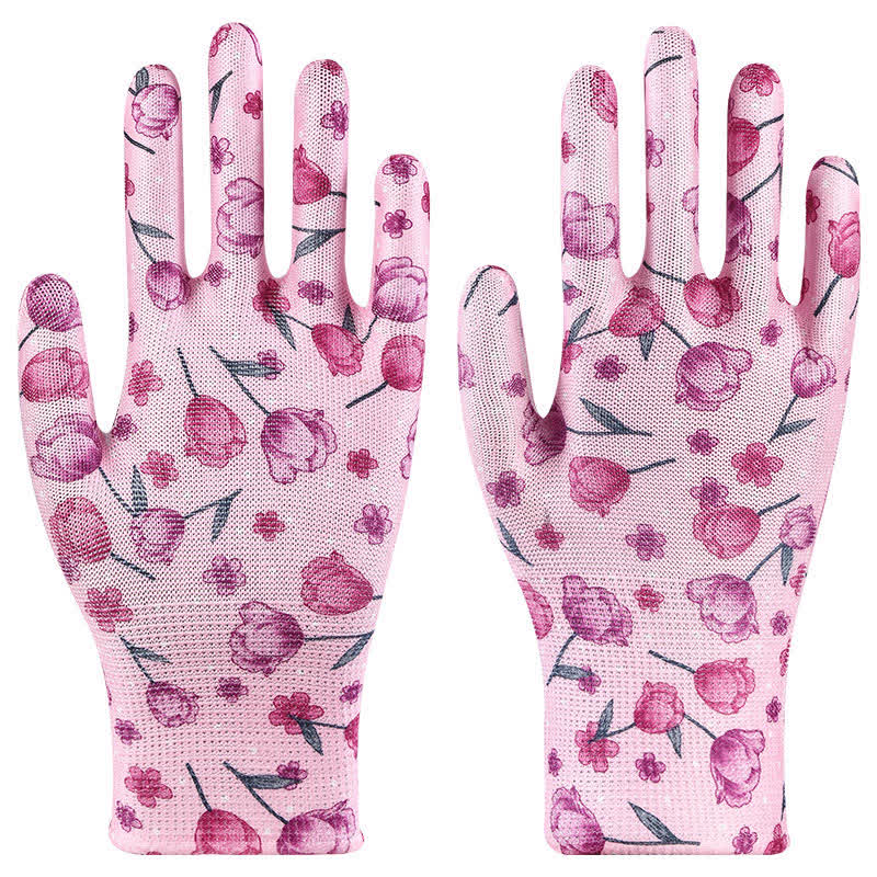 Gants de jardinage imprimés en tricot de nylon (12 paires) - Violet - Taille unique - image 8