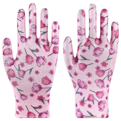 Gants de jardinage imprimés en tricot de nylon (12 paires) - Violet - Taille unique - image 8