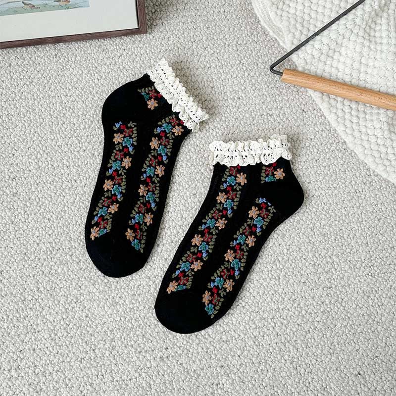 Chaussettes rétro à fleurs (5 paires) - Noir - EU36-40 (US3-7) - image 13