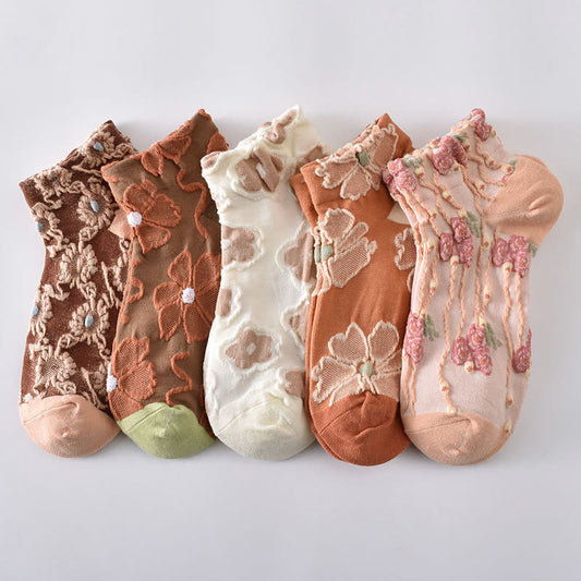 Chaussettes à fleurs élégantes (5 paires)