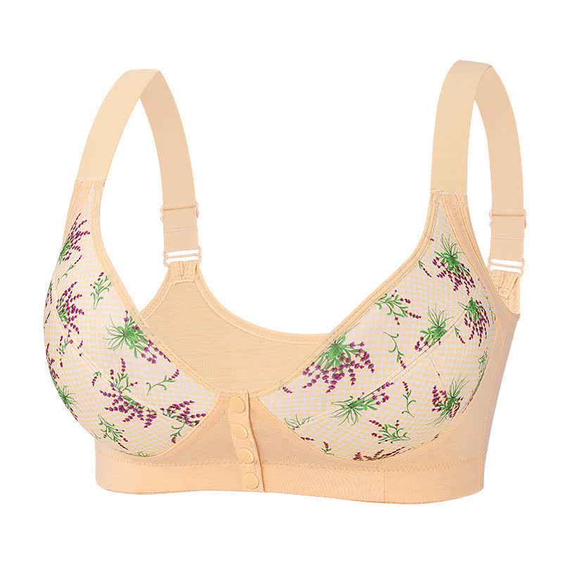 Soutien-gorge sans armatures à fermeture frontale et motif floral grande taille