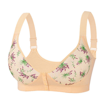 Soutien-gorge sans armatures à fermeture frontale et motif floral grande taille