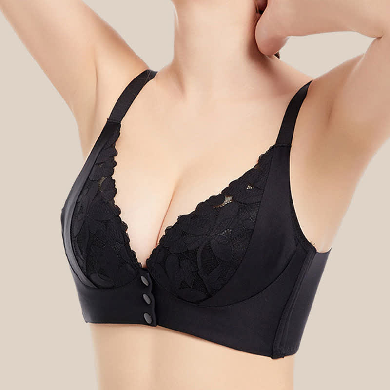 Soutien-gorge sans armatures avec boucle en dentelle sur le devant