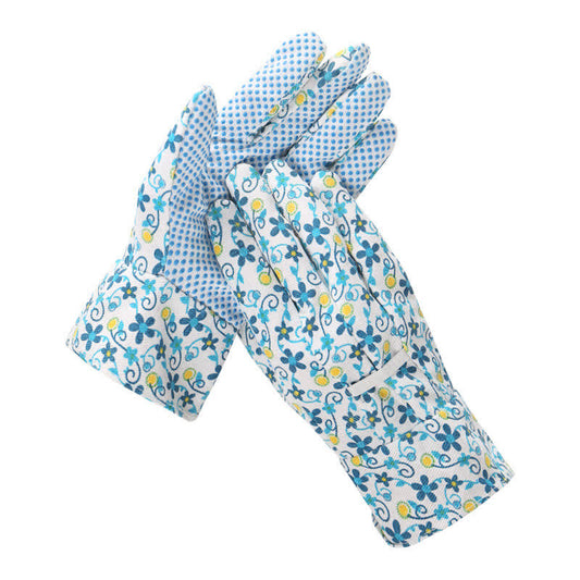 Gants de protection tricotés à imprimé floral (3 paires) - Bleu - Taille unique - image 1