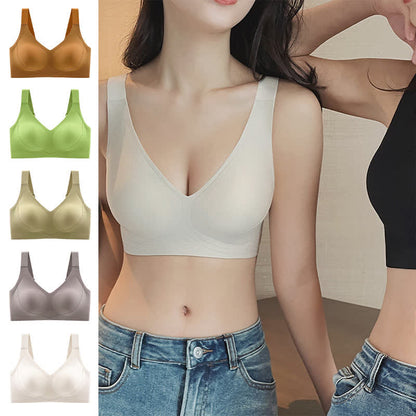 Soutien-gorge sans armatures à bonnets complets et sans coutures de couleur unie