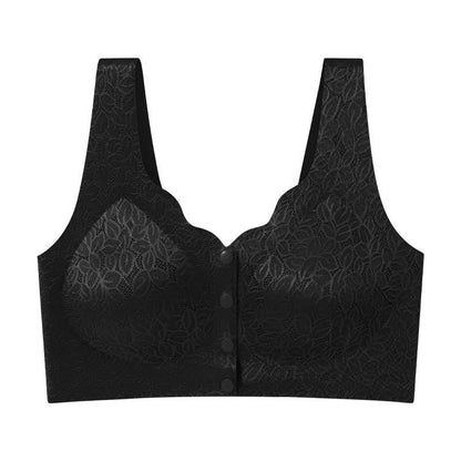 Soutien-gorge sans armatures à fermeture frontale en jacquard