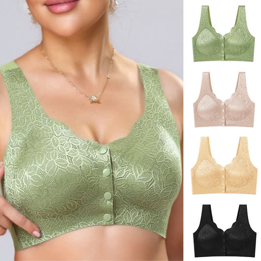 Soutien-gorge sans armatures à fermeture frontale en jacquard