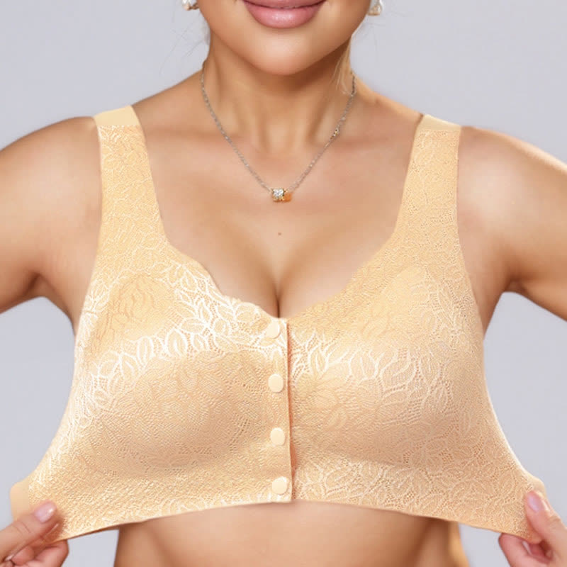 Soutien-gorge sans armatures à fermeture frontale en jacquard