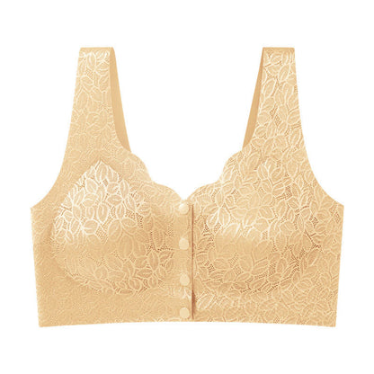 Soutien-gorge sans armatures à fermeture frontale en jacquard