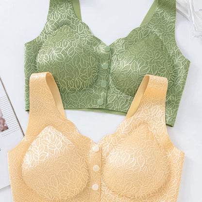 Soutien-gorge sans armatures à fermeture frontale en jacquard