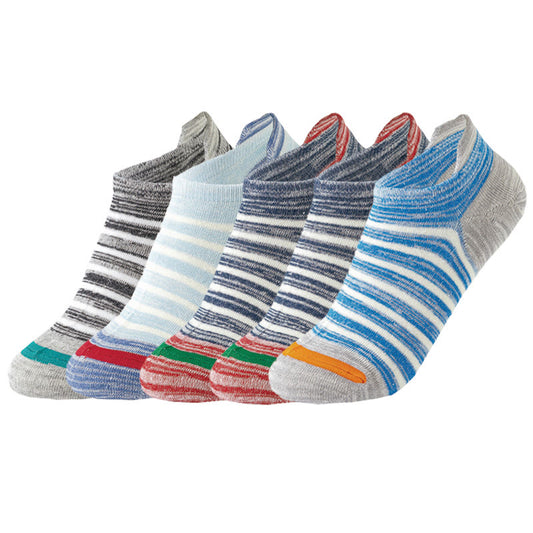 Chaussettes à rayures en coton grande taille (5 paires) - Multicolore - EU39-44 (US6-10) - image 1