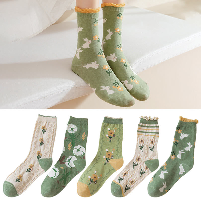 Chaussettes à fleurs de forêt (5 paires) - Multicolore - EU36-40 (US3-7) - image 1