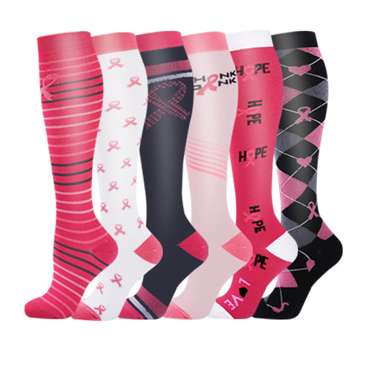 Chaussettes de compression à banderoles colorées (6 paires)