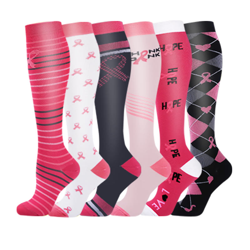 Chaussettes de compression à motifs de rubans colorés (6 paires) - Multicolore - S/M - image 0