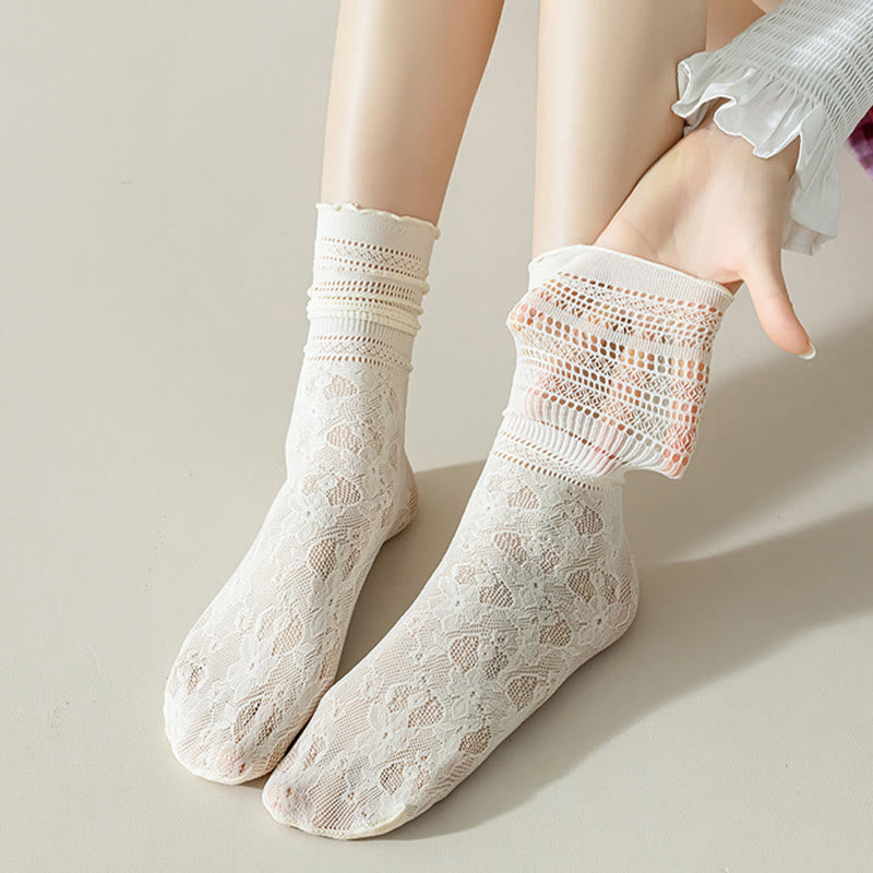 Chaussettes amples en maille et dentelle (6 paires)