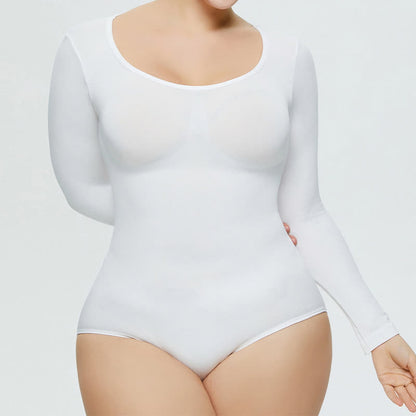 Body gainant une pièce sans coutures à manches longues - Blanc - 3XL - image 11