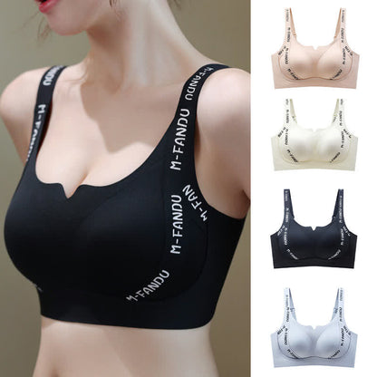 Soutien-gorge push-up léger sans armatures grande taille à imprimé lettres