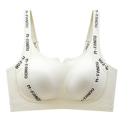 Soutien-gorge push-up léger sans armatures grande taille à imprimé lettres
