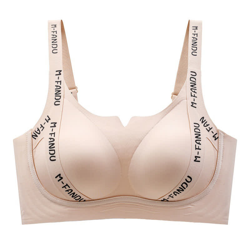 Soutien-gorge push-up léger sans armatures grande taille à imprimé lettres