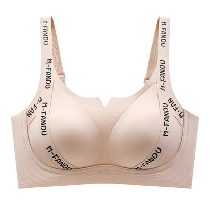Soutien-gorge push-up léger sans armatures grande taille à imprimé lettres