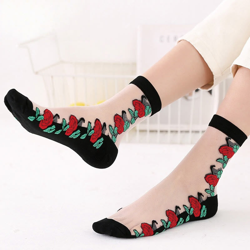 Chaussettes courtes en soie Rose Soft Ice (5 paires)
