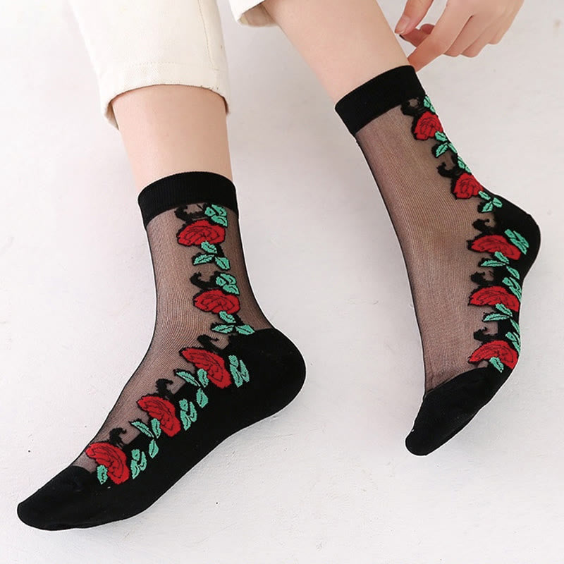Chaussettes courtes en soie Rose Soft Ice (5 paires)