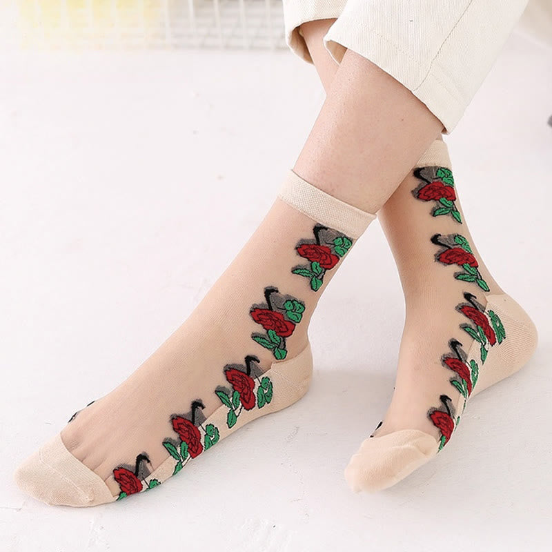 Chaussettes courtes en soie Rose Soft Ice (5 paires)