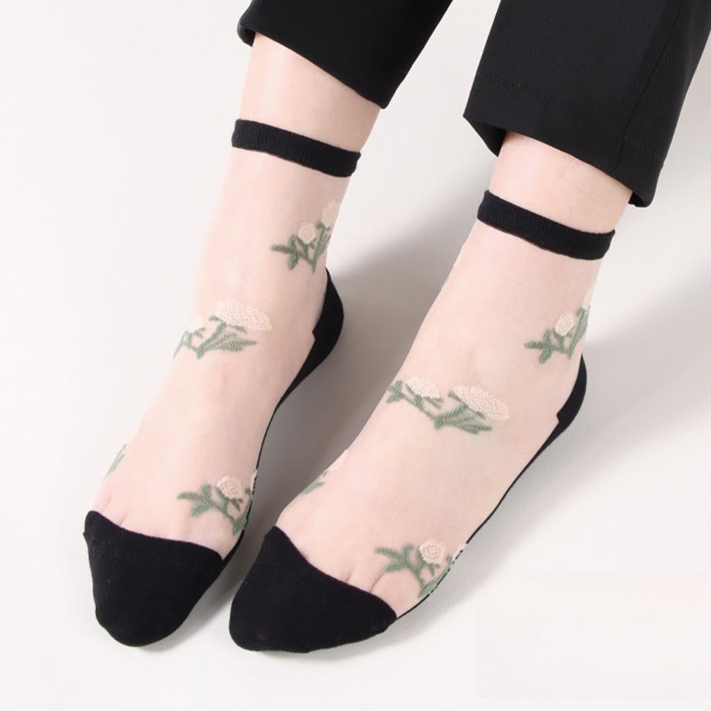 Chaussettes élégantes à fleurs (5 paires) - Nu - EU36-40 (US3-7) - image 3