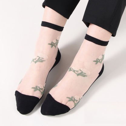 Chaussettes élégantes à fleurs (5 paires) - Nu - EU36-40 (US3-7) - image 3