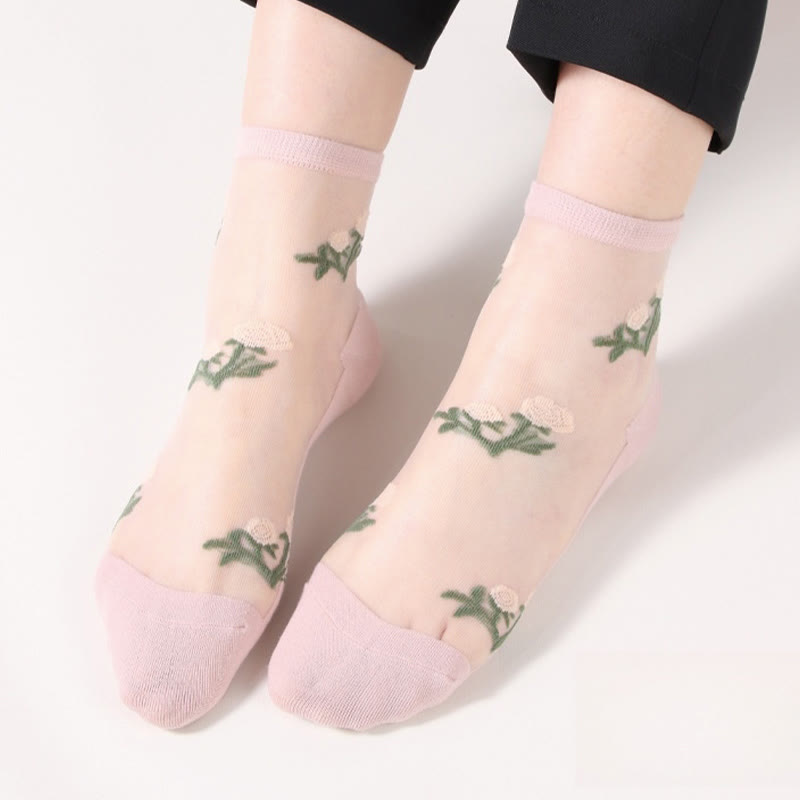 Chaussettes élégantes à fleurs (5 paires) - Rose - EU36-40 (US3-7) - image 7