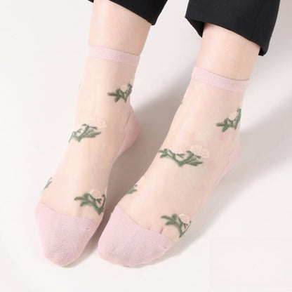 Chaussettes élégantes à fleurs (5 paires) - Rose - EU36-40 (US3-7) - image 7